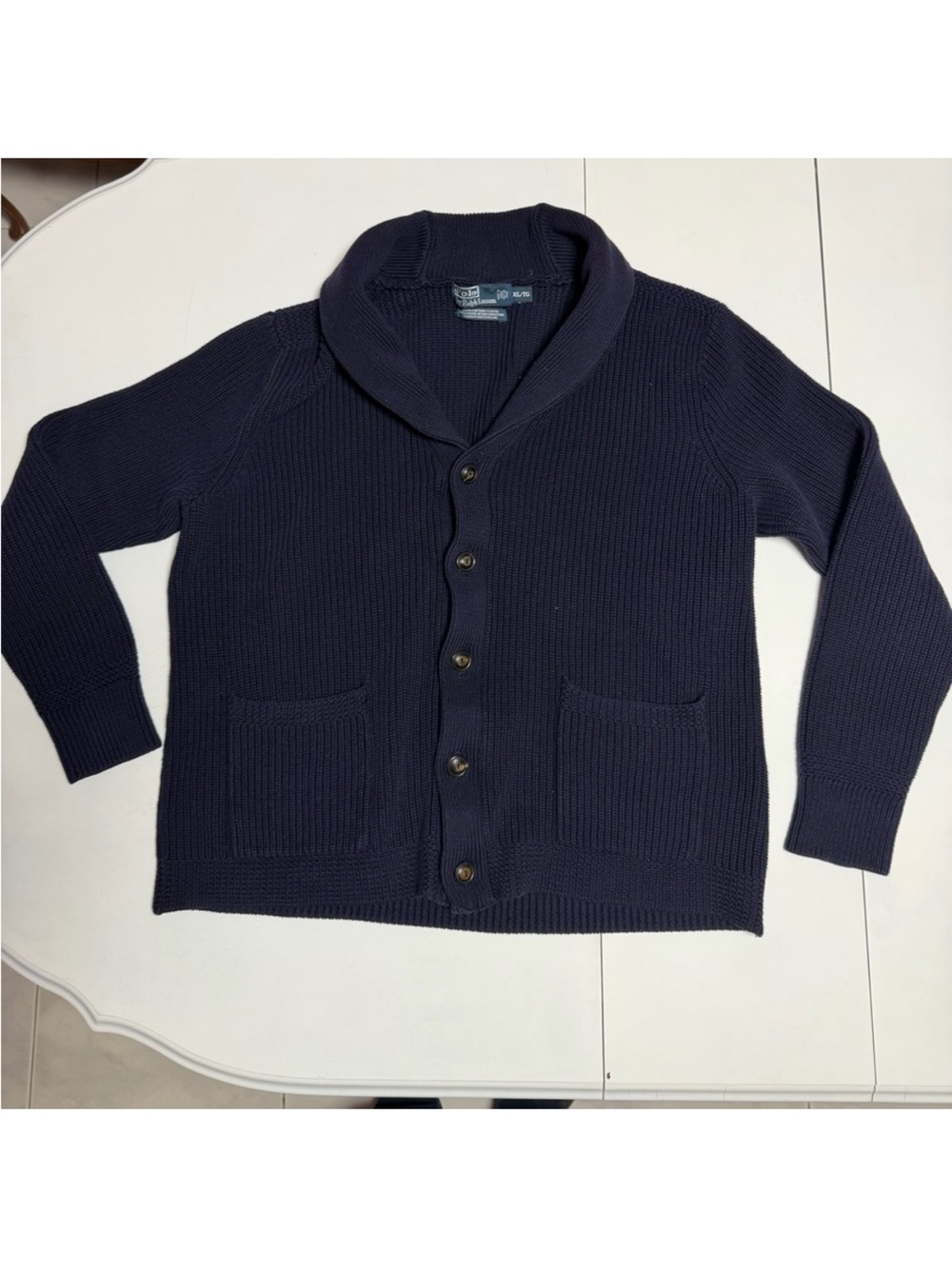Polo Ralph Lauren navy heavy cotton shawl neck cardigan